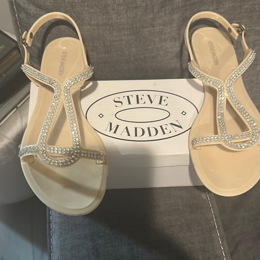 Steve Madden Beige Sandals with Rhinestones